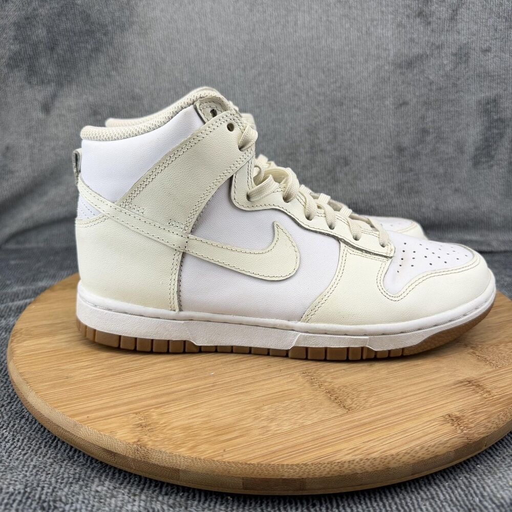 Nike Dunk High Shoes Womens Size 7 White Leather Basketball Sneakers DD1869-109